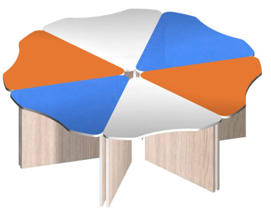 Стол трансформер ромашка 6 секторов 1300х1300х650 комплект 6 столов